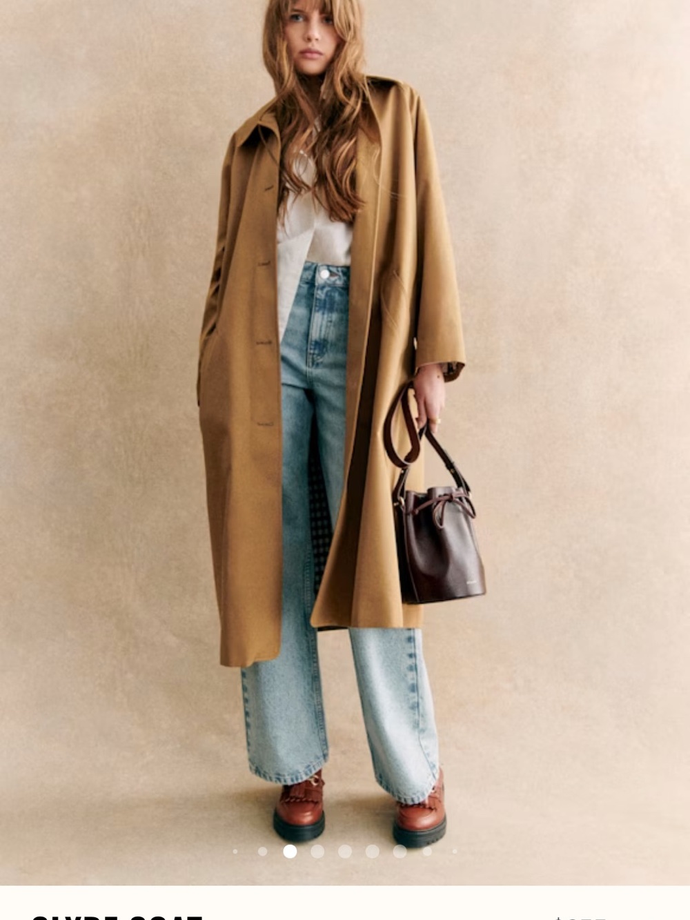 Sezane Clyde trench in camel